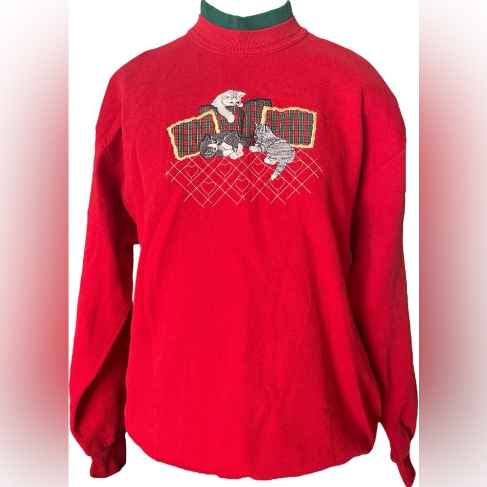 Red Cat Embroidered Sweatshirt